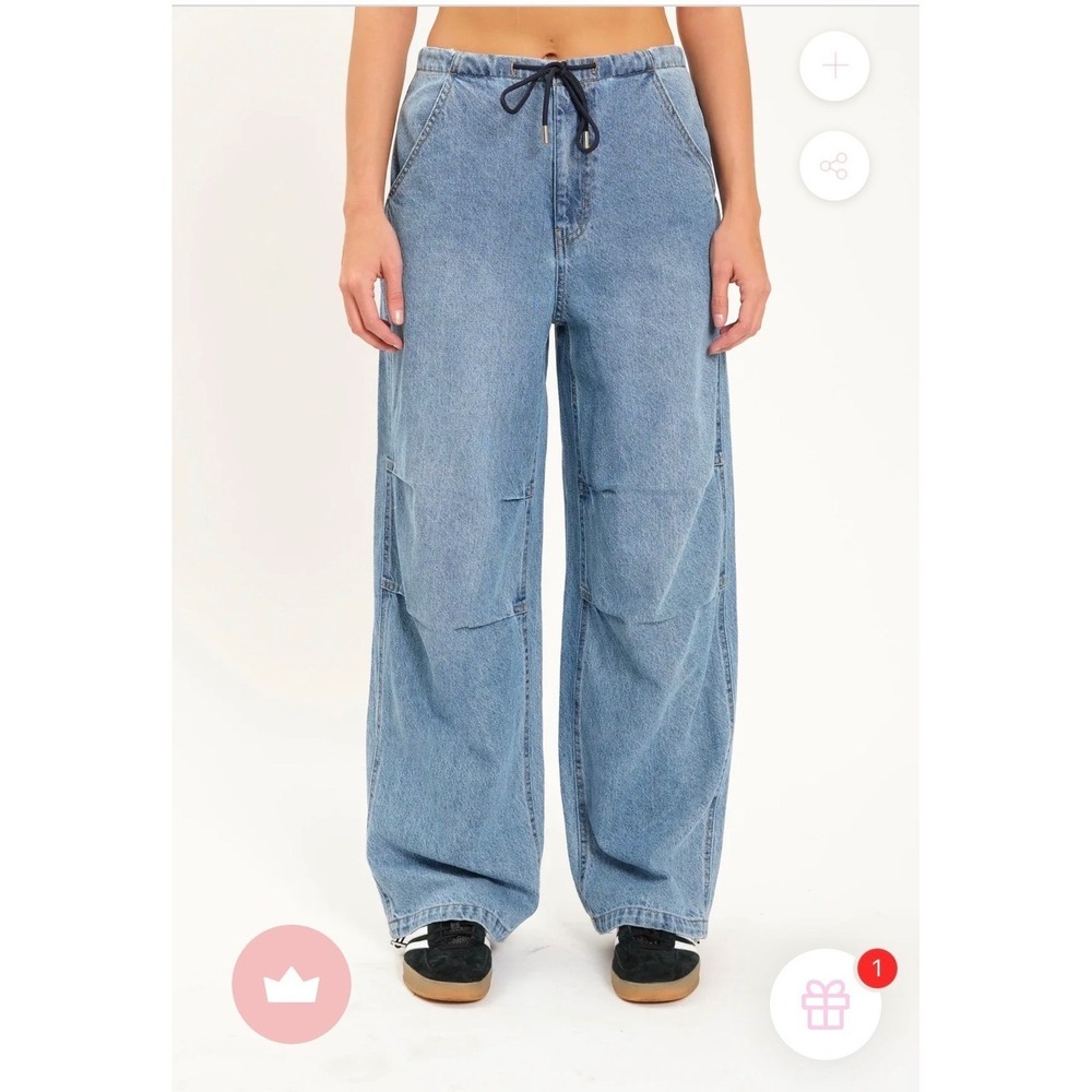 Daze Denim Jetset Wide Leg That Girl Blue Jogger Drawstring Jeans Size 29